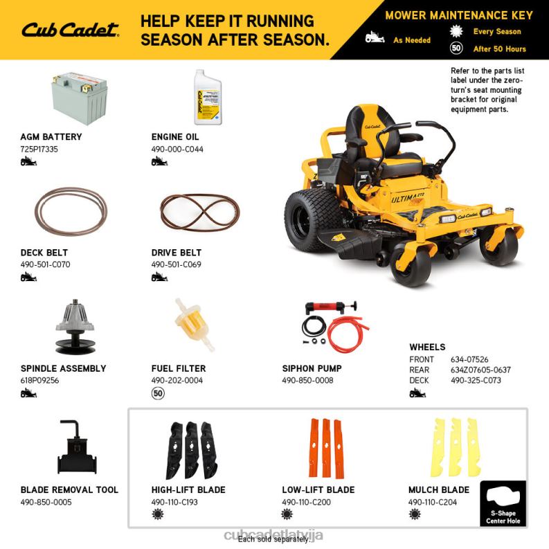Cub Cadet zt2 50 iekārtas HD0Z429
