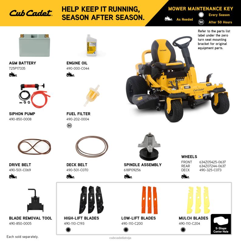 Cub Cadet zts1 50 iekārtas HD0Z48